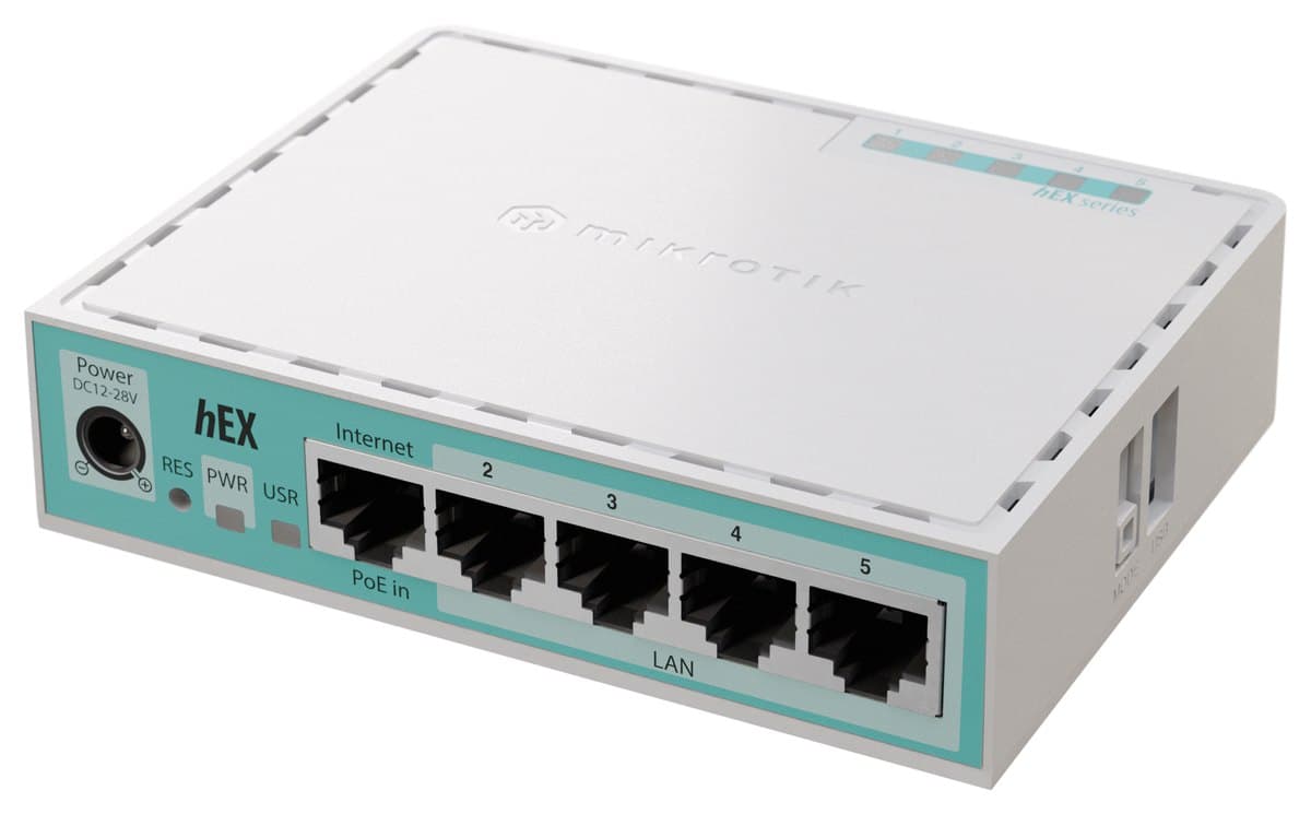 MikroTik hEX compact five-port gigabit router for industrial and high-temperature environments