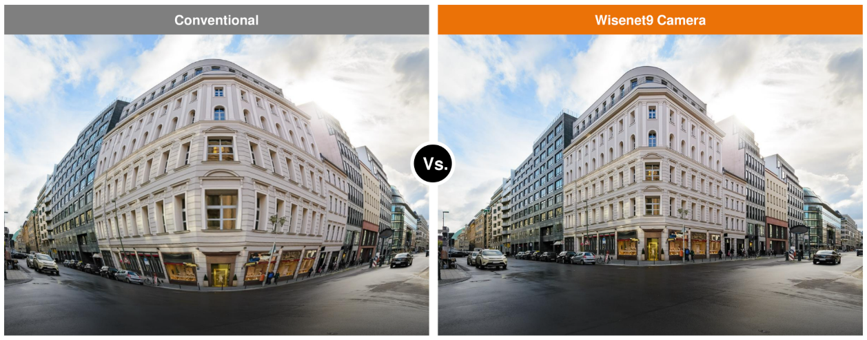 AI lens distortion correction straightening the bowed edges of a wide-angle camera view