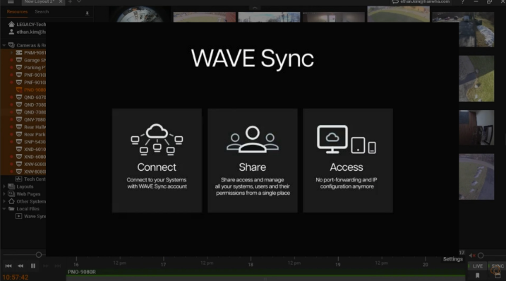 WAVE Sync setup screen showing the System ID and client connection dialog